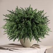 Minibee 12 Pcs Realistic Norfolk Pine Stems, 18 Inch Artificial Pine Branches, Real Touch Faux Greenery Picks for Holiday Vase, Christmas Garland