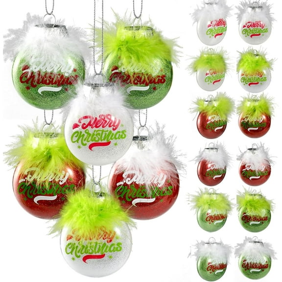 Minibee 12Pcs Classic Christmas Ornaments Set, Red and Green Shatterproof Christmas Balls with Ribbons for Xmas Tree and Home Decor