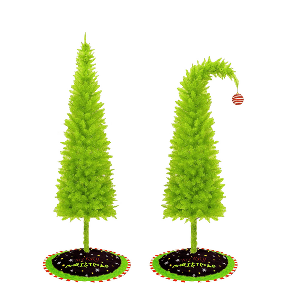 Minibee 4.9FT Bendable Pencil Christmas Tree, Artificial Whimsical Green Christmas Trees for Indoor and Outdoor Holiday Decor