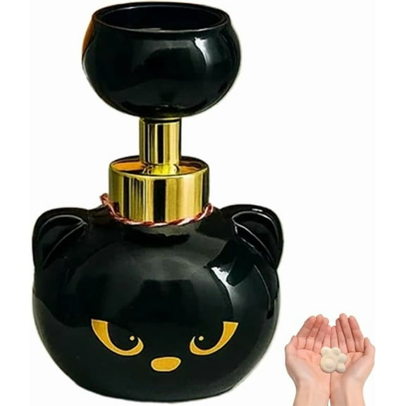 Minibee Cat Paw Soap Dispenser, 6.3" Cat Paw Print Soap Dispenser Pump Bottle, Cute Black Cat Soap Dispenser for Home (1PC)