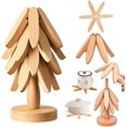 thumbnail image 1 of Minibee Christmas Tree Style Tree Trivet Set – Natural Tree Trivet Set for Hot Dish, Pot, Bowl, or Teapot, Eco-Friendly Kitchen Accessory, 1 of 9