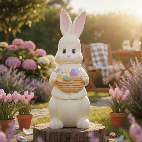 Minibee Easter Bunny Blow Mold with Light, 30cm White Outdoor Spring Display for Lawn, Garden & Seasonal Porch Decor
