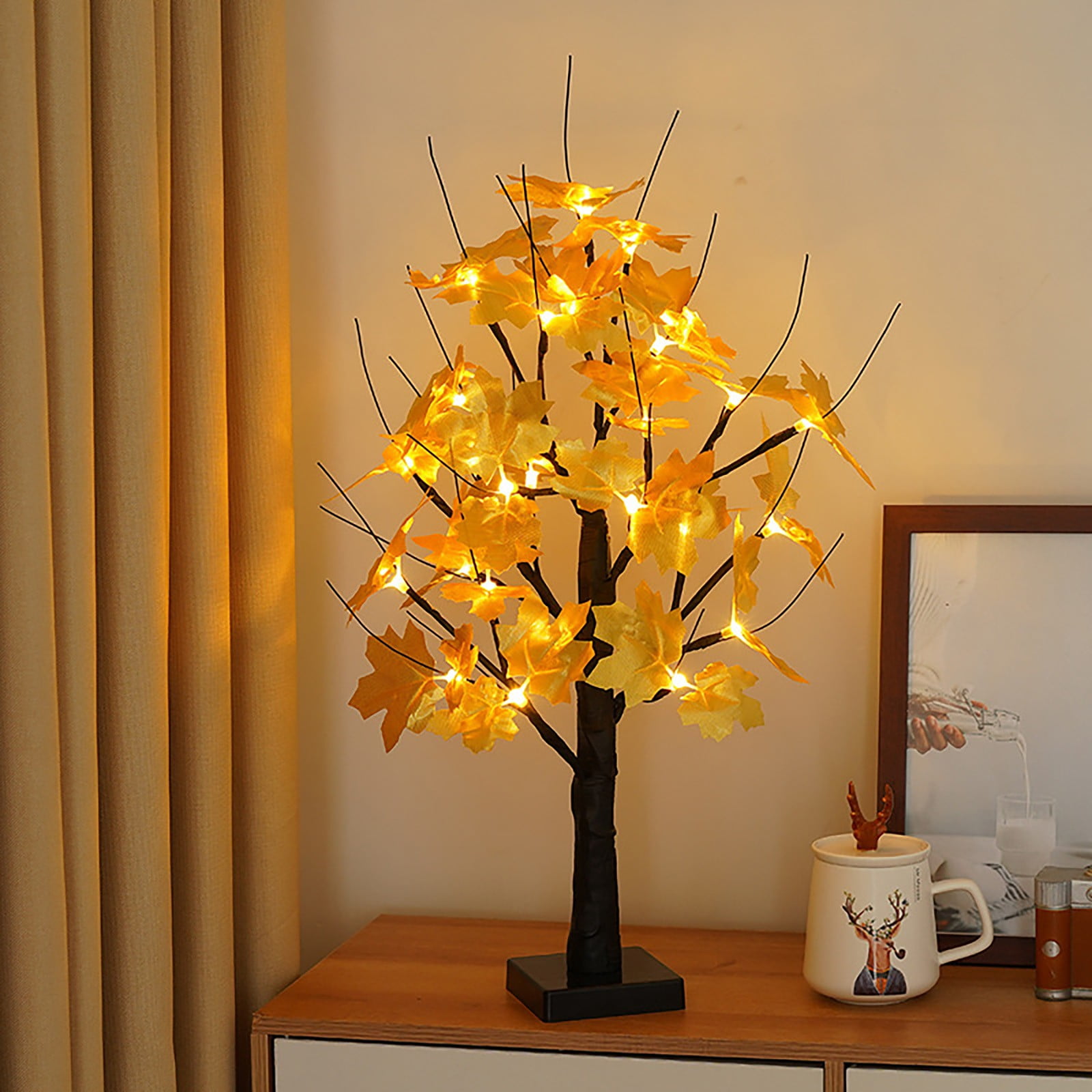 Minibee Fall Tree Lamp for Ambient Lighting, A Cozy 24 LED Maple ...