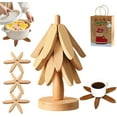 thumbnail image 1 of Minibee Foldable Kitchen Tree Trivet Set | 3-Piece Natural Tree Trivet Set with a Holder Perfect for Pots, Bowls, and Pans, 1 of 9