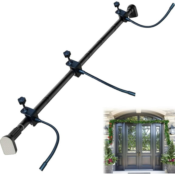 Minibee Garland Hanger for Door Frame, Adjustable 32"- 40" Wide, Heavy-Duty Metal Christmas Garland Holder for Wreaths & Lights, No Damage Install