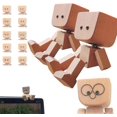 thumbnail image 1 of Minibee Handmade Shaking Wooden Man Figurine, Charming Little Wooden Doll with 12PCS Expressions, 1 of 8