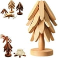 thumbnail image 1 of Minibee Natural Tree Trivet Set for Hot Dishes | 4-Piece Foldable Tree Trivet Set with a Stand | Great Christmas Gift, 1 of 9