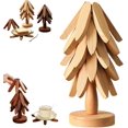 thumbnail image 1 of Minibee Natural Tree Trivet Set for Hot Dishes | 5-Piece Foldable Tree Trivet Set with a Stand | Great Christmas Gift, 1 of 9
