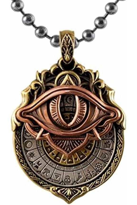 Occult Eye Tarot Pendant Necklace, Rotatable Magic Symbol Tarot Pendant Spinning