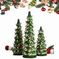 thumbnail image 1 of Minibee Retro Hand-Painted Ceramic Christmas Trees with ights up, 9.8" Tabletop Christmas Tree Holiday Decorations Battery Powered, 1 of 9