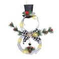 thumbnail image 1 of Minibee Snowman Christmas Wreath, 15.7" Decorative Christmas Wreath Snowman Garland, Lighted Front Door Hanging Ornament for Home Xmas Wall Decoration, 1 of 8