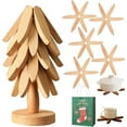 thumbnail image 1 of Minibee Tree Trivet Set – Premium Natural Tree Trivet Set with 5 Heat-Resistant Trivets & Tree Stand, Perfect for Kitchen and Dining Table, 1 of 10