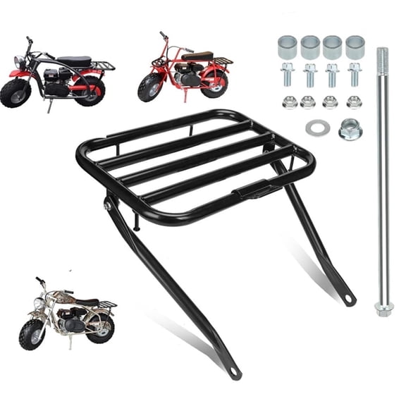 Minibike Black Rear Cargo Rack with Axle Screws Assembly Kit Compatible with Coleman CT200U CT200U-A CT200U-C CT200U-CAN Trail 200 6.5hp 196cc Powersports Mini Bike Parts
