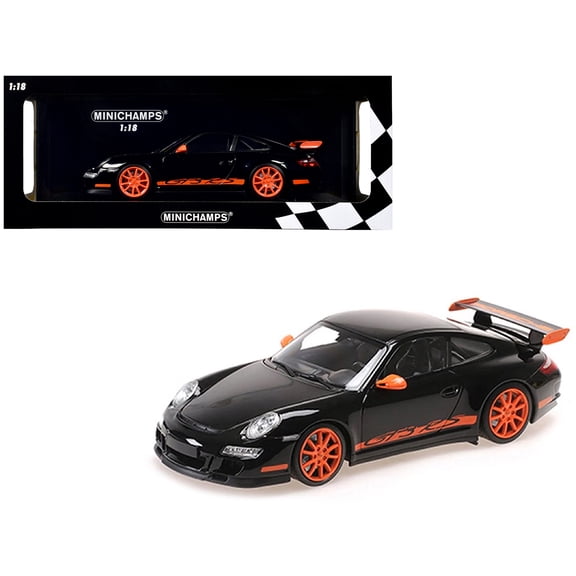 Minichamps 2007 Porsche 911 997 GT3 RS Black w/ Orange Wheels and Deco 1:18