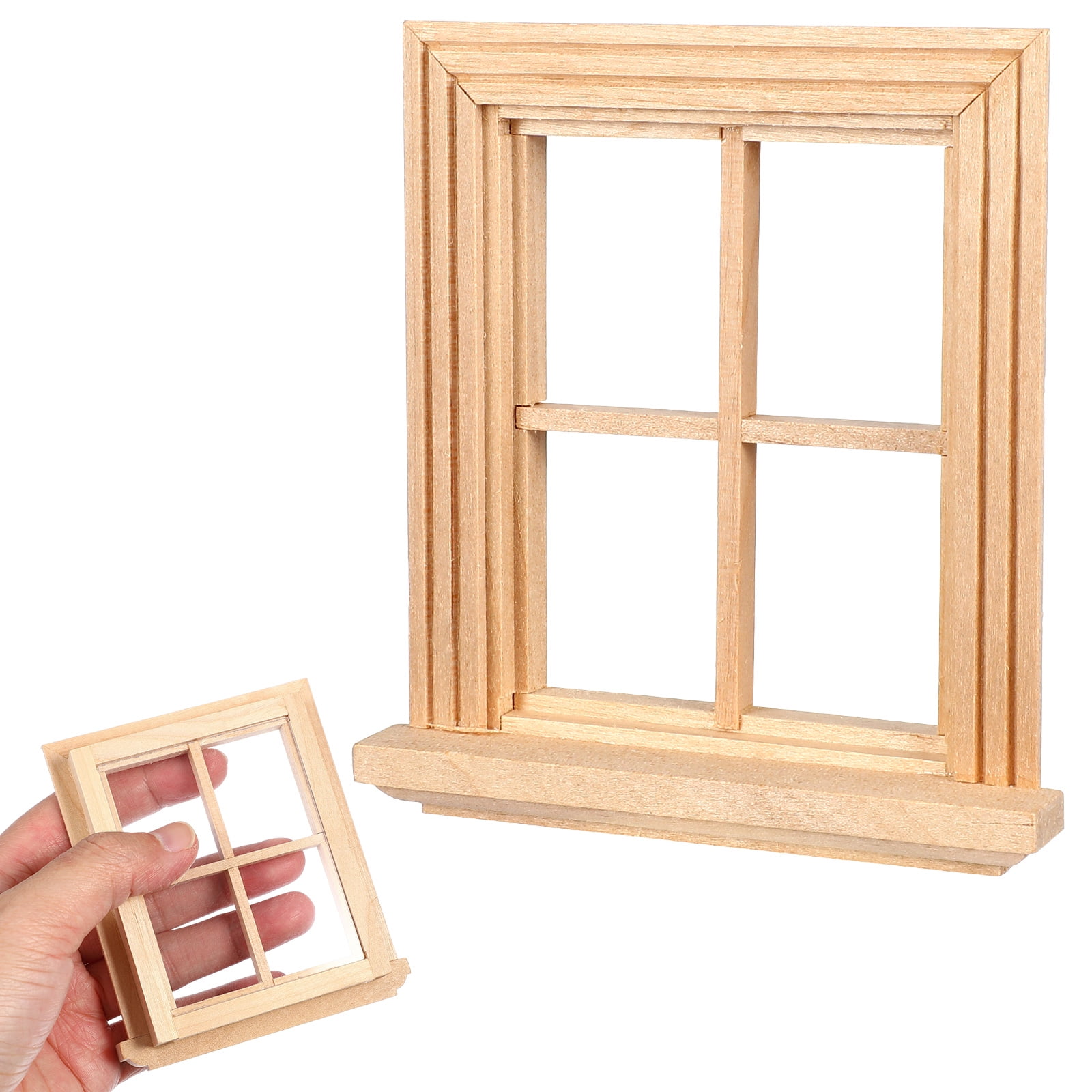 Minie Toy Tiny House Accessories Plain Four-pane Window Miniature Doll ...