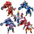 thumbnail image 1 of Minifigures Building Blocks Set, Superhero Mini Action Figures, 2 in 1 Robot Building Toys Include 4 Sets Superhero Transforming Car Model Kit for Kids Adults and Fans, 1 of 6