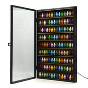 Minifigures Miniature Display Case Building Block Showcase Collectibles Mini Figure Wall Mount Wooden Display Cabinet With LED Light Lockable Shadow Box