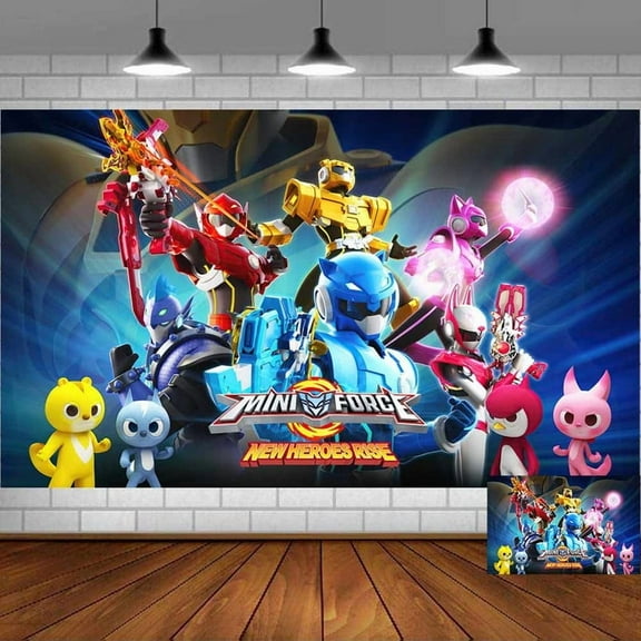 Miniforce Backdrop Banner Party Supplies Poster Movie Theme Background for Photography Kids Birthday Decorations