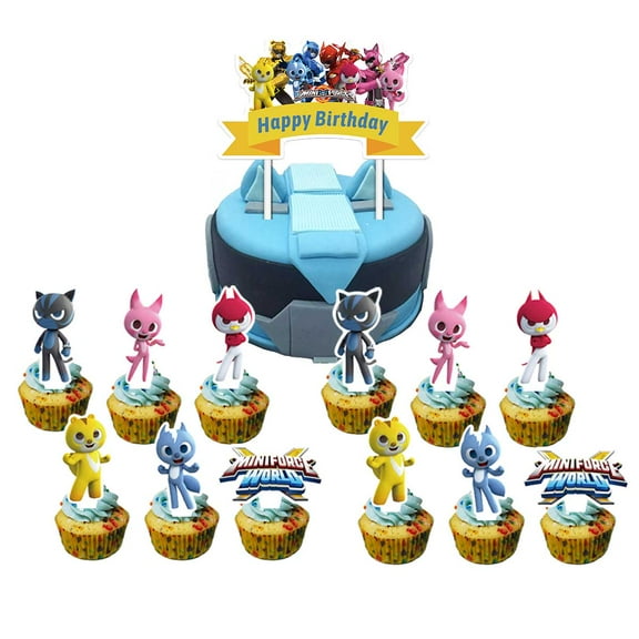 Miniforce Cake Topper CupcakeS Set Birthday Party Supplies Decoration Decor Kit