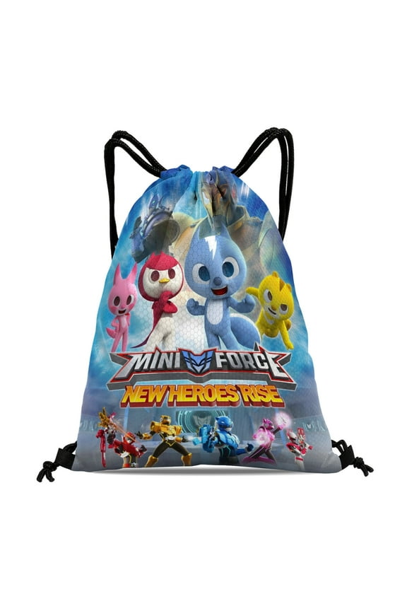 Miniforce-theme Drawstring Backpack Sports Gym Bag Water Resistant String Bag Cinch Bag12X1630X40cm