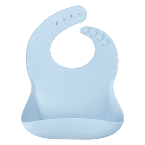 MinikOiOi BASICS - Bib - Mineral Blue 100% Food Grade Silicone Bib With Adjustable Straps and Food Catcher, BPA Free - 100% Food-Grade Silicone - 6m+ Unisex - Infant