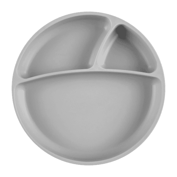 MinikOiOi Portions - Powder Gray 100% Food Grade Silicone Plates With Suction and High Holding Capacity, BPA Free - 6m+ Unisex - Infant, Does Not Bend Easily