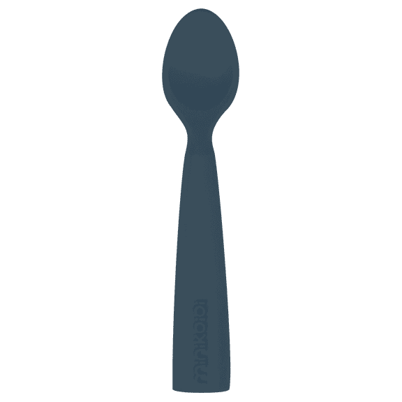 MinikOiOi Scooper - Deep Blue 100% Food Grade Silicone Scooper Toddler Spoon, Baby Training Spoon 6 Months +, BPA-Free, Gentle On Teething Gums, Supports Baby Led Weaning, Dishwasher Safe