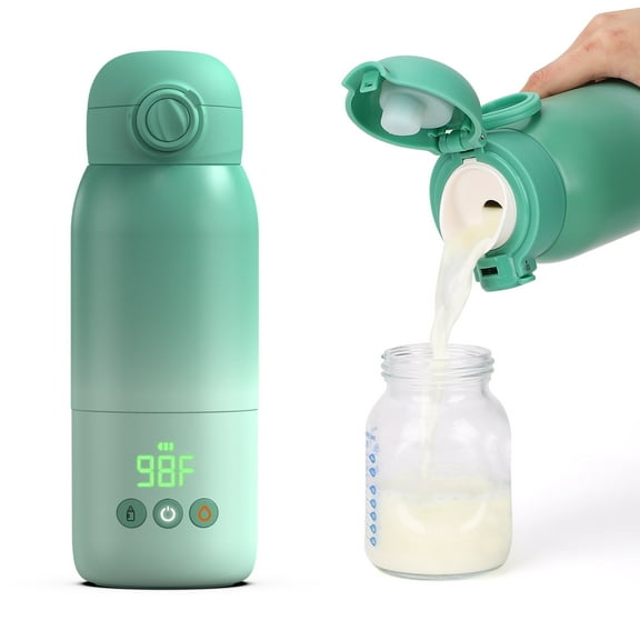 Minikid Upgraded Bottle Warmer for Baby , Dual Heating Modes for Breast Milk and Water, 12 OZ Portable Milk Warmer, Green