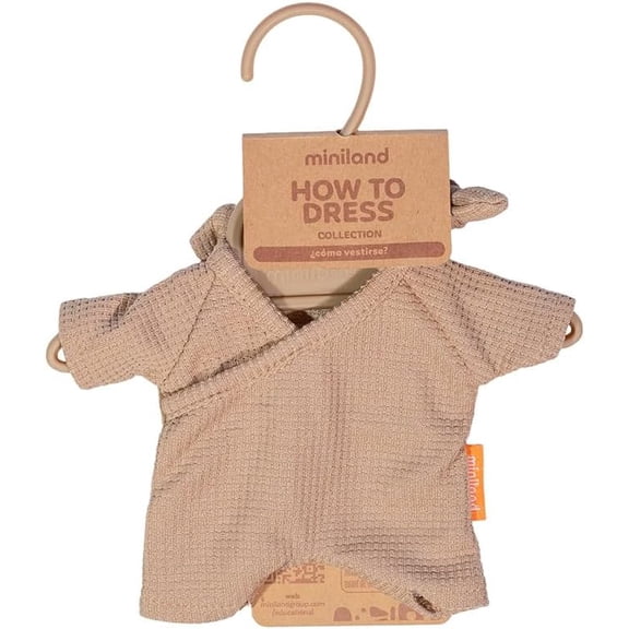 Miniland BROWN PAJAMAS WITH HAT 8 1/4"