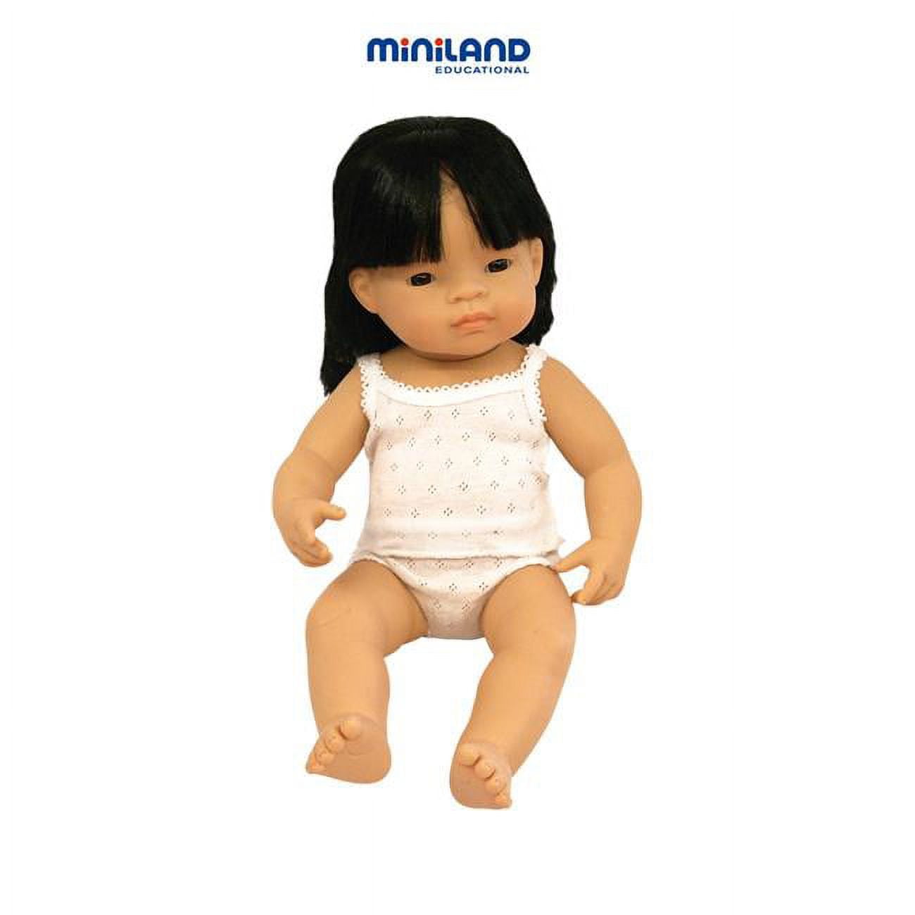 Miniland Asian Girl Baby Doll Gift Set - 8.25" Anatomically Correct Doll With Outfit, Made In Spain