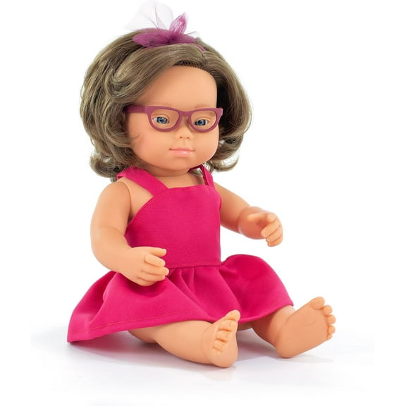 Miniland Baby Doll Caucasian girl with Down syndrome and glasses 15'' (box) - My Friends & Me