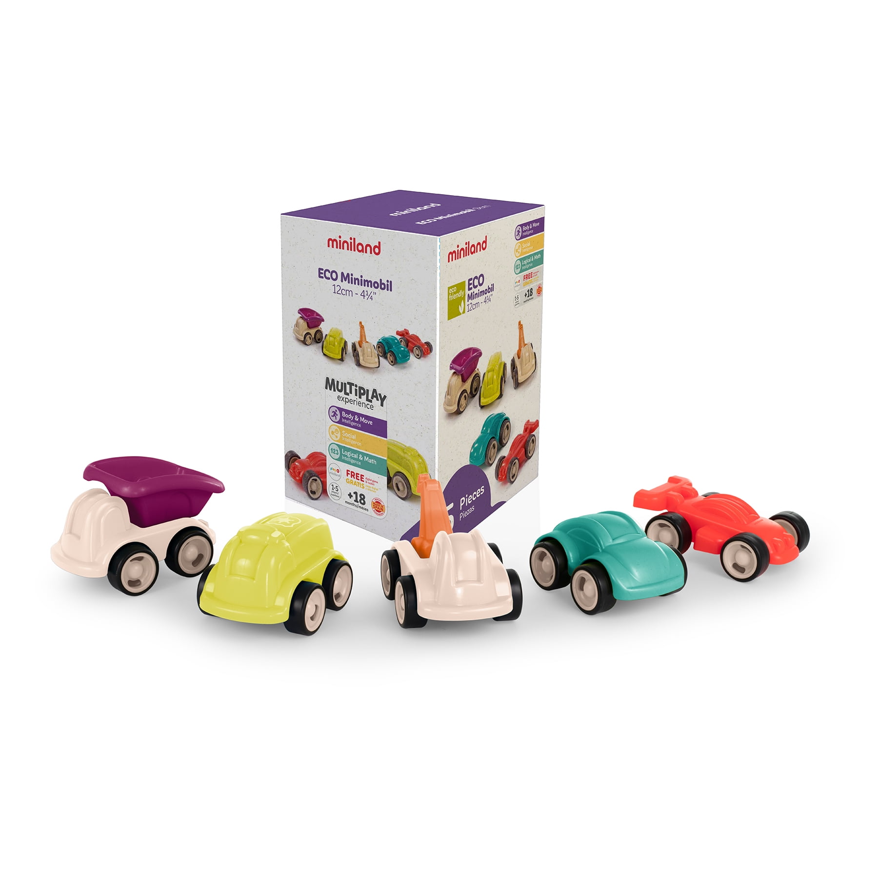 Miniland Eco Minimobil 4-1/4", Set of 5