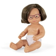 Miniland Educational Caucasian Girl Baby Doll, with Down Syndrome and Glasses