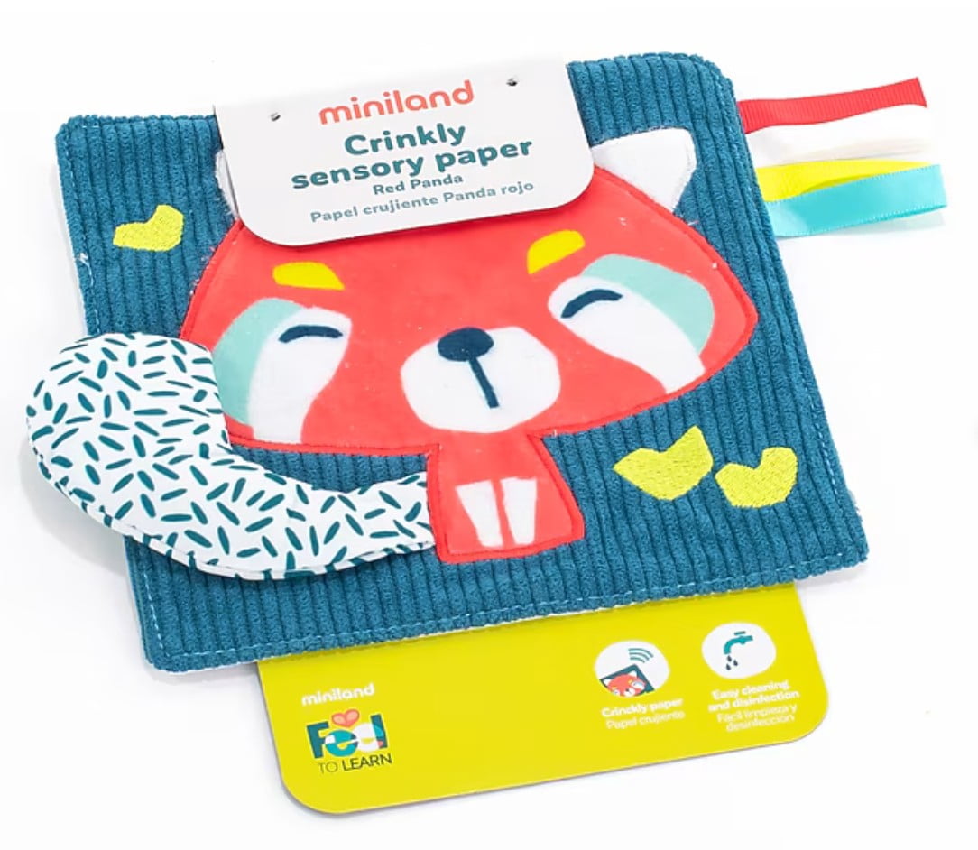 Miniland Feel To Learn Crinkly Sensory Paper Red Panda