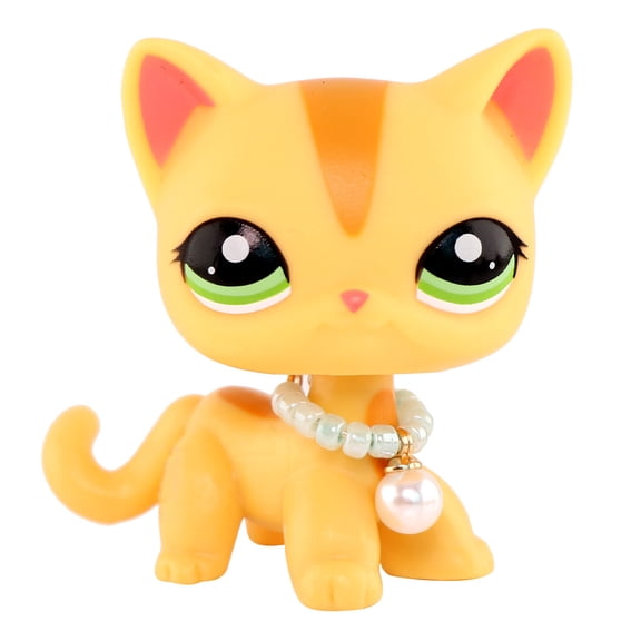 Minilps Pet Toy Short Hair Cat #1905 with Pearl Collar Accessories,Collectible Mini Toy Figurines