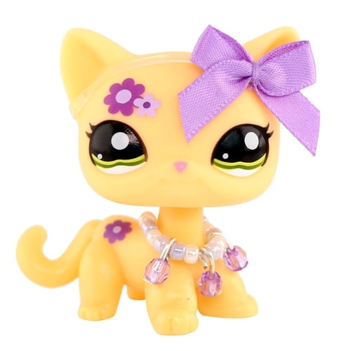 Minilps Pet Toy Short Hair Cat #1962 with Necklace Bowknot Accessories,Collectible Mini Toy Figurines