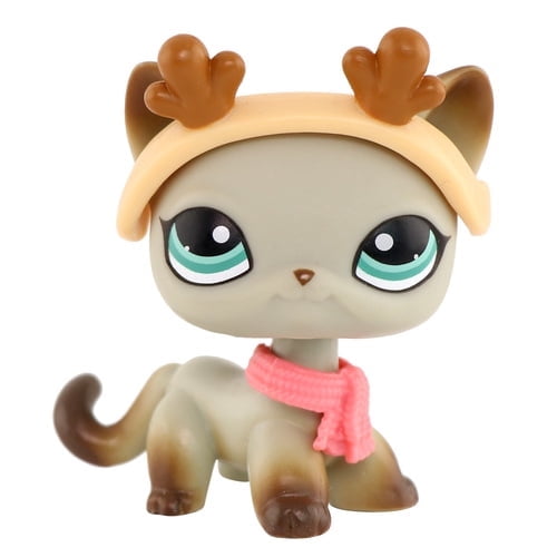 Minilps Pet Toy Short Hair Cat #391 with Plastic Collar Headwear Accessories,Collectible Mini Toy Figurines