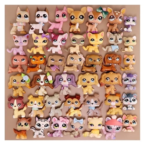 Minilpsshop 2 pcs Random Mini Pet Toy,Randomly lps Shorthair Cat Collie Dachshund Kitten Wolf Husky Cocker Spaniel