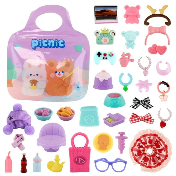 Minilpsshop 35pcs Random Accessories Lot for lps Toys ,Clothes Hat Bowknot Necklace Skirt Glasses Wings Accessories Sets for lps Cat Collie Cocker Spaniel Great Dane