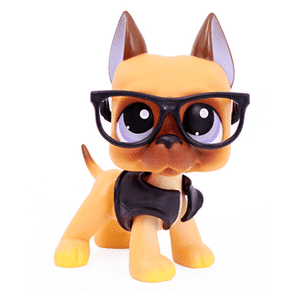 Minilpsshop Little Animal Cartoon Pets Figures Great Dane #244 with Glasses Jacket Accessories