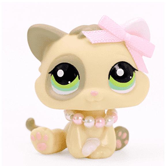 Minilpsshop Little Animal Cartoon Pets Figures Kitten #1074 with Bowknot Collar Accessories