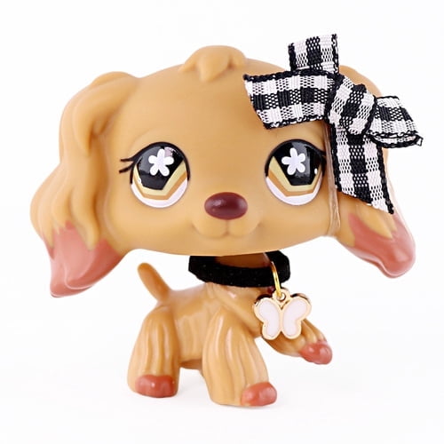 Minilpsshop Little Pet Cocker Spaniel #716 with Collar Bowknot Accessories,Collectable Cartoon Animal Figure