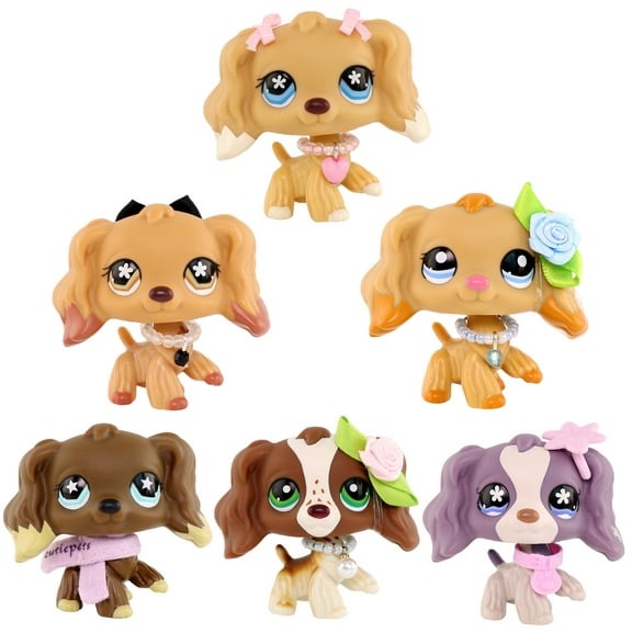 Minilpsshop Random 1PC Cartoon Animal Figures Toys,Cocker Spaniel Random Surprise Blind Box,with Accessories,Bobble-head #716#672#1716#748#156#960