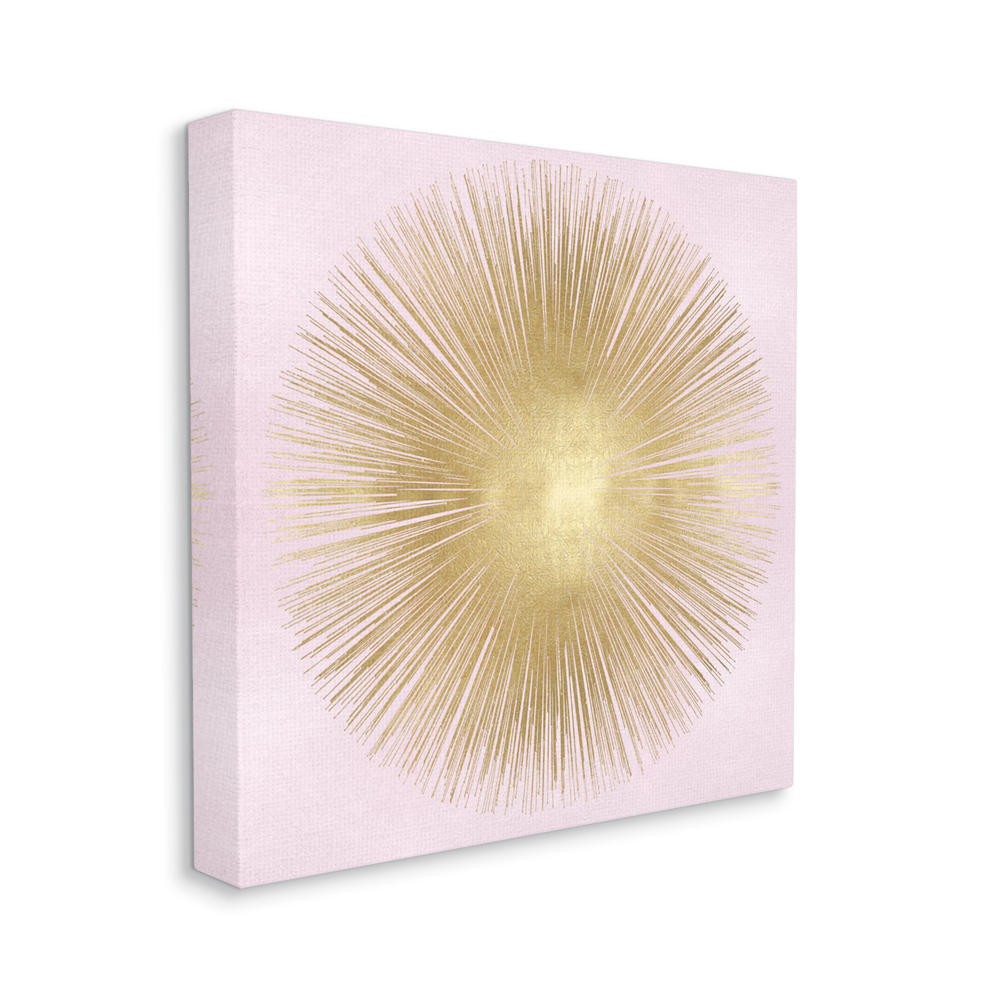 Minimal Abstract Glam Sunburst Lines Over Pink Abstract Gallery-Wrapped Canvas Print Wall Art, 17x17