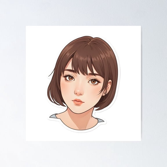Minimal Anime Face Line Art Character Design Wall Art Aesthetic Decor, Unframed Poster