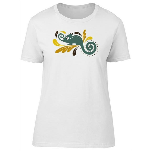 Minimal Art Chameleon Cartoon T-Shirt Women -Image by Shutterstock, Female XX-Large
