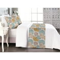 thumbnail image 1 of Minimal Bed Runner Set, Contemporary 1 Line Art Simple Butterfly Sketches on Rounded Forms, Decorative Bedding Scarf & 2 Pillow Shams for Hotels Homes, Queen, Pale Teal Mustard and Beige, by Ambesonne, 1 of 3