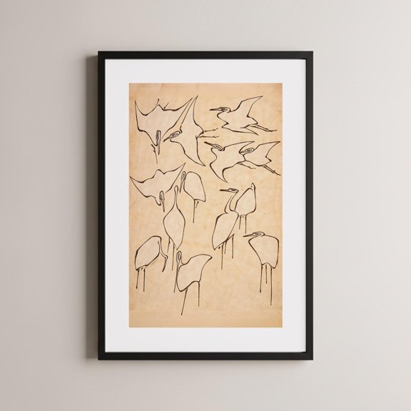 Minimal Bird Line Art Wall Art Decor Unframed Paper Print