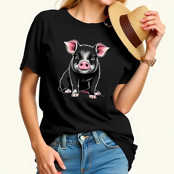 Minimal Black Illustration Tee Women’s Simple Cute Art Casual Unisex T-Shirt up to size 5XL