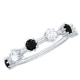thumbnail image 1 of Rosec Jewels Real Black Onyx Half Eternity Ring - Black Onyx Diamond Ring - AAA Quality - Ready to Gift for Anniversary, 18K White Gold, US 9.00, 1 of 7